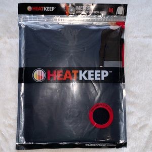 Heatkeep mens size medium black long sleeve crew neck, weatherproof, under layer